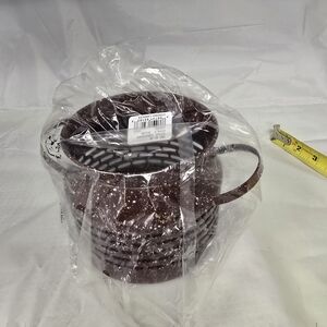 Brown and White Patterned Basket Candle Holder Farmhouse Decor